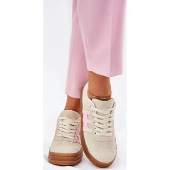Dámské tenisky Dámská sportovní obuv 25SP26-9089 Světle béžová s růžovou - NEWS sv. béžová s hnědou 36