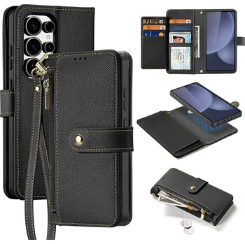 Telefonní příslušenství Kožené pouzdro Dux Ducis Lawa pro Samsung Galaxy S25 Ultra s odnímatelným magnetickým peněženkou - černé