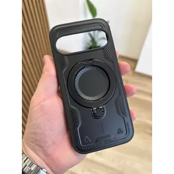 Pouzdro na mobilní telefon Odolné pouzdro Frost Armor Google Pixel 9 / 9 Pro – černé (Odolné pouzdro Frost Armor pro Google Pixel 9 / 9 Pro – hybridní konstrukce, výklopný stojánek, zvýšený rámeček fotoaparátu, podpora bezdrátového nabíjení)