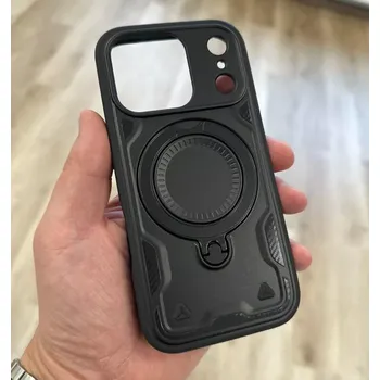 Pouzdro Frost Armor iPhone 17 Pro Max – černé (Odolné pouzdro Frost Armor pro iPhone 17 Pro Max – hybridní konstrukce, stojánek, zvýšený rámeček, podpora bezdrátového nabíjení)