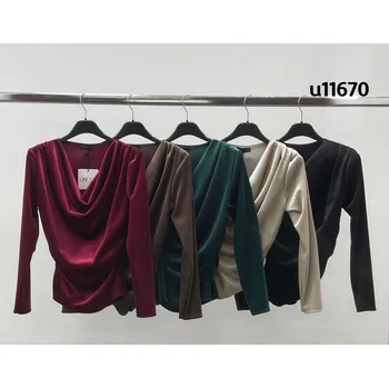 Dámská halenka Unique Elegantní halenka s lurexem 11670 hnědá