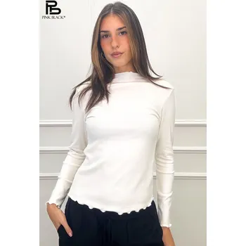 Dámská halenka Halenka stojáček s řasením Lamiar 19627 barva: bílá-smetanová