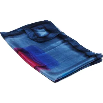 Šála Hedvábná malovaná šála šedomodrá