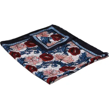 Šála Hedvábná šála s potiskem velká s šedomodrou a světle růžovou