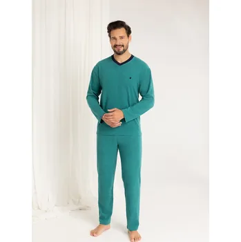 Pánské pyžamo Pánské dlouhé froté pyžamo Regina 489 M-XL melange L