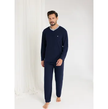 Pánské pyžamo Pyžamo Regina 489 dlouhé/r froté 2XL-3XL pánské melange XXL