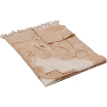 Šála Šála z merino vlny s vyšíváním Kalsang světle hnědo-smetanová