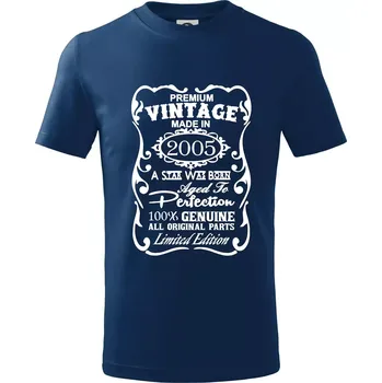 Vintage Etiketa - 2005 - Tričko dětské bavlněné - 98 cm / 2 roky ( Půlnoční modrá )