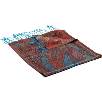 Šála Hedvábná šála Super tyrkysová s červenou