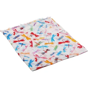 Šála Šála z viskózy tenká bílá s červenou a světle modrou