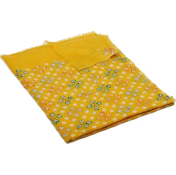 Šála Kašmírská vlněná pašmína s potiskem a vyšíváním žlutá