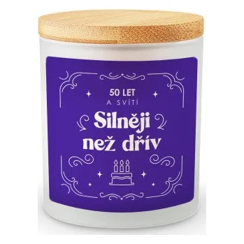 Žertovný předmět 50 let a svítí silněji než dřív - vonná svíce s potiskem- Tričkový.cz