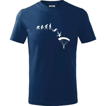 Evoluce parašutista seskok - Tričko dětské bavlněné - 98 cm / 2 roky ( Půlnoční modrá )