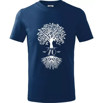 Chlapecké tričko Narozeninový strom 70 - Tričko dětské bavlněné - 98 cm / 2 roky ( Půlnoční modrá )