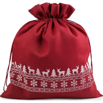 Dárkový vánoční / mikulášský pytlík 30x35 cm - 5 (23) červená tmavá