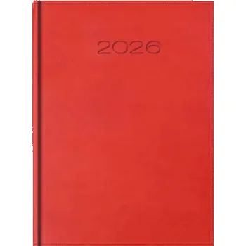 Kalendář Kalendarz książkowy A5 2026 dzienny czerwony