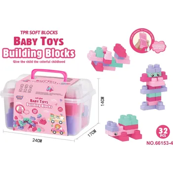 RKToys Sada měkkých stavebnicových kostek v růžovém kufříku