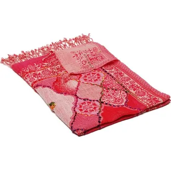 Šála Šála z merino vlny s vyšíváním tmavě růžová se smetanovou