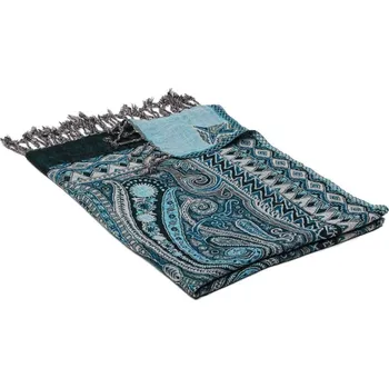 Šála Šála z merino vlny s tmavě zelenou a tyrkysovou