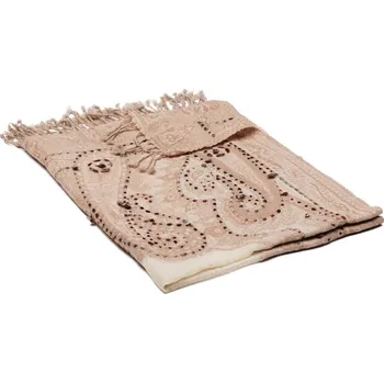 Šála Šála z merino vlny s vyšíváním béžovo-smetanová