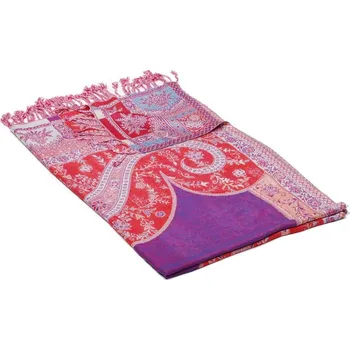 Šála Prostříhávaná šála z viskózy tmavě růžovo-oranžová s modrou