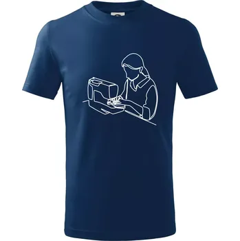 Chlapecké tričko Švadlena a šicí stroj jedním tahem - Tričko dětské bavlněné - 98 cm / 2 roky ( Půlnoční modrá )