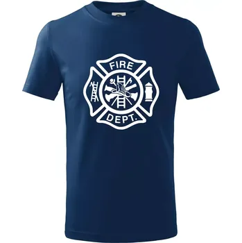 Chlapecké tričko Fire dept. logo - Tričko dětské bavlněné - 98 cm / 2 roky ( Půlnoční modrá )