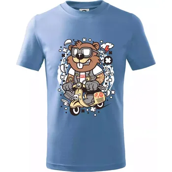 Sysel na skútru - Tričko dětské bavlněné - 98 cm / 2 roky ( Pyžamově světlá modrá )