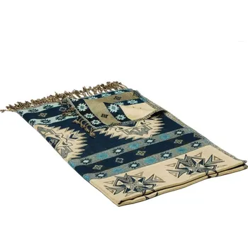 Šála Šála z viskózy vícebarevná s tmavě modrou a světle žlutou