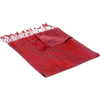 Šála Hedvábná šála Super Tashi červená s magentou a zelenou