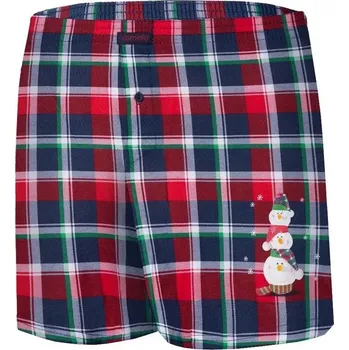 Trenýrky Pánské vánoční trenýrky Snowman - M / modrá/červená