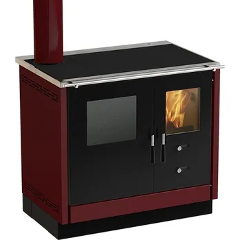 Sporák na tuhá paliva Sporák na tuhá paliva s výměníkem MBS SD THERMO AS bordó - levý