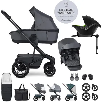 Kočárek EASYWALKER Set XXL Harvey5 Air Premium Mineral Grey + KIDDY Evoluna i-size 2 + základna