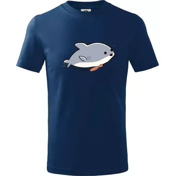 Chlapecké tričko Veselý žralok - Tričko dětské bavlněné - 98 cm / 2 roky ( Půlnoční modrá )