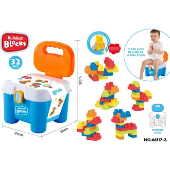 Hračka pro nejmenší Sada Barevné Měkké Stavebnice Stavebnice Židlička Úložný Box pro Batole