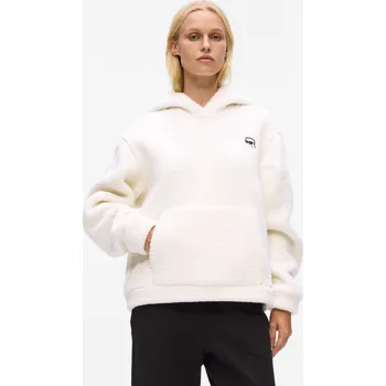 Dámská mikina MIKINA KARL LAGERFELD IKON PATCH TEDDY HOODIE CANNOLI CREAM