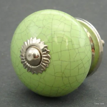 Nábytkové kování Nábytková úchytka světle zelená crackle efekt- 4 cm - knopka