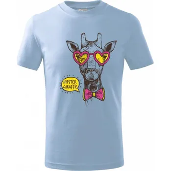 Hipster Giraffe - Tričko dětské bavlněné - 98 cm / 2 roky ( Pyžamově světlá modrá )