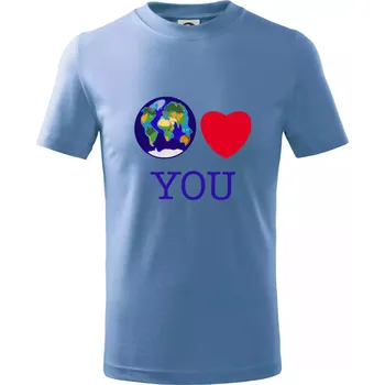 Svět Tě miluje world loves you (Moňas) - Tričko dětské bavlněné - 98 cm / 2 roky ( Pyžamově světlá modrá )