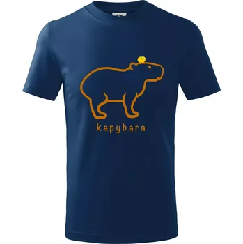 Chlapecké tričko Kapybara hnědý obrys (Moňas) - Tričko dětské bavlněné - 98 cm / 2 roky ( Půlnoční modrá )