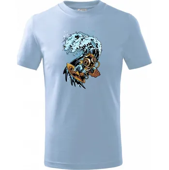 Surfující potápěč - Tričko dětské bavlněné - 98 cm / 2 roky ( Pyžamově světlá modrá )