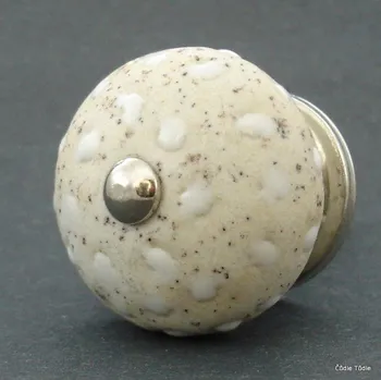 Nábytkové kování Nábytková úchytka s bílými reliéfními tečkami 4 cm - knopka