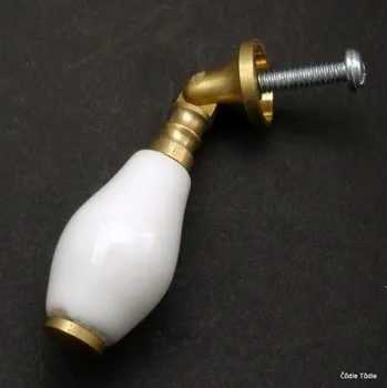 Nábytkové kování Nábytková úchytka bílá s kováním v barvě zlaté