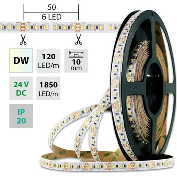 LED páska LED pásek SMD3527 dual white WW-CW, 120LED/m, 19,2W/m, 1850lm/m, IP20, DC 24V, 10mm, 5m
