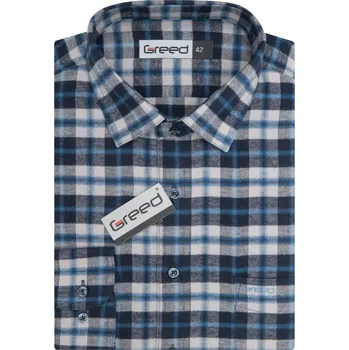 Flanelová košile AMJ Comfort fit - modrá / šedá SFD395 velikost: 46, délka rukávu: dlouhý rukáv