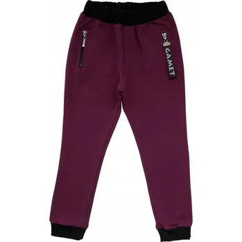 Chlapecké kalhoty Zateplené chlapecké tepláky s kapsami na zip GAMET 116 BORDOVÁ