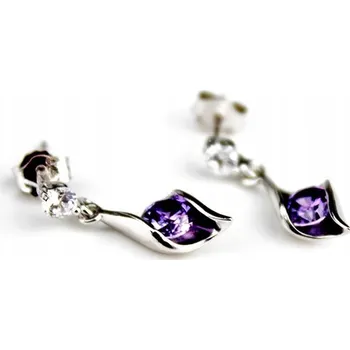 Náušnice Elegantní stříbrné náušnice se zirkony fialové