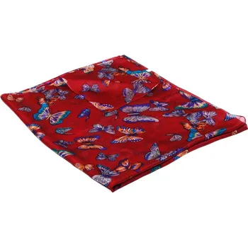 Šála Hedvábná šála s potiskem velká vínová s tmavě modrou