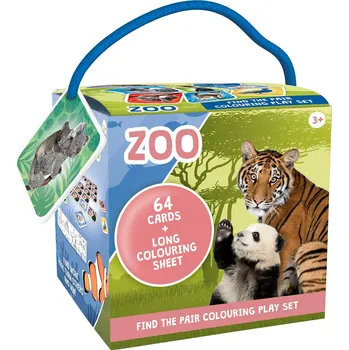 Pexeso JIRI MODELS Pexeso na cesty Zvířátka ZOO + omalovánky v krabičce | 38