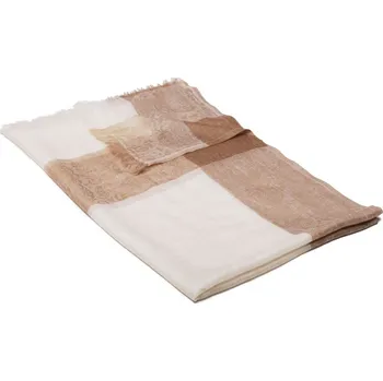 Šála Originální kašmírová pašmína smetanová se světle hnědou